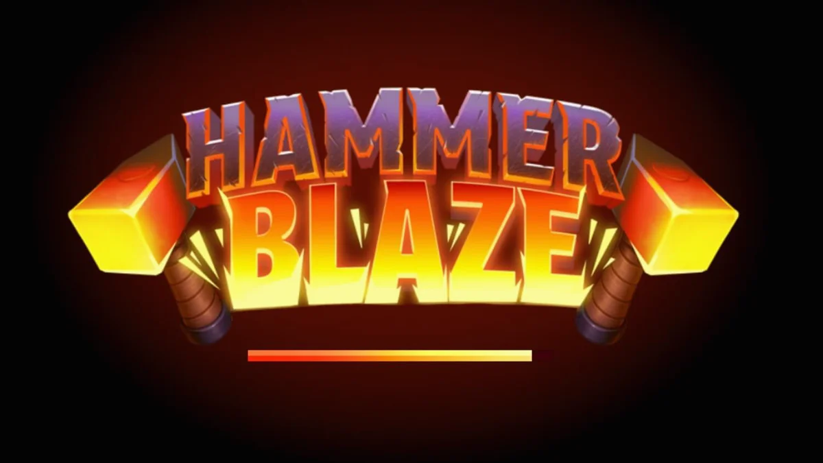 Interface do slot Hammerblaze com tema de forja vulcânica e grade de 7x7